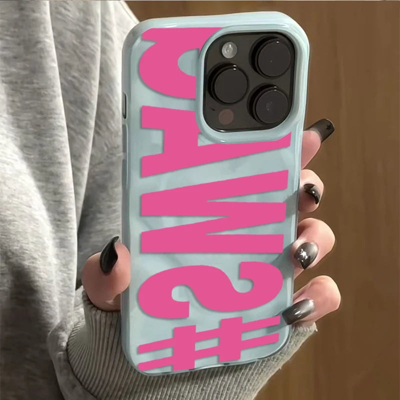 SWAG Pink Letter Handyhülle für iPhone 17 16 Pro Max 15 14 Plus 13 12 11 Pro Max Air 16E Candy Wave Textur Weiche Schutzhülle