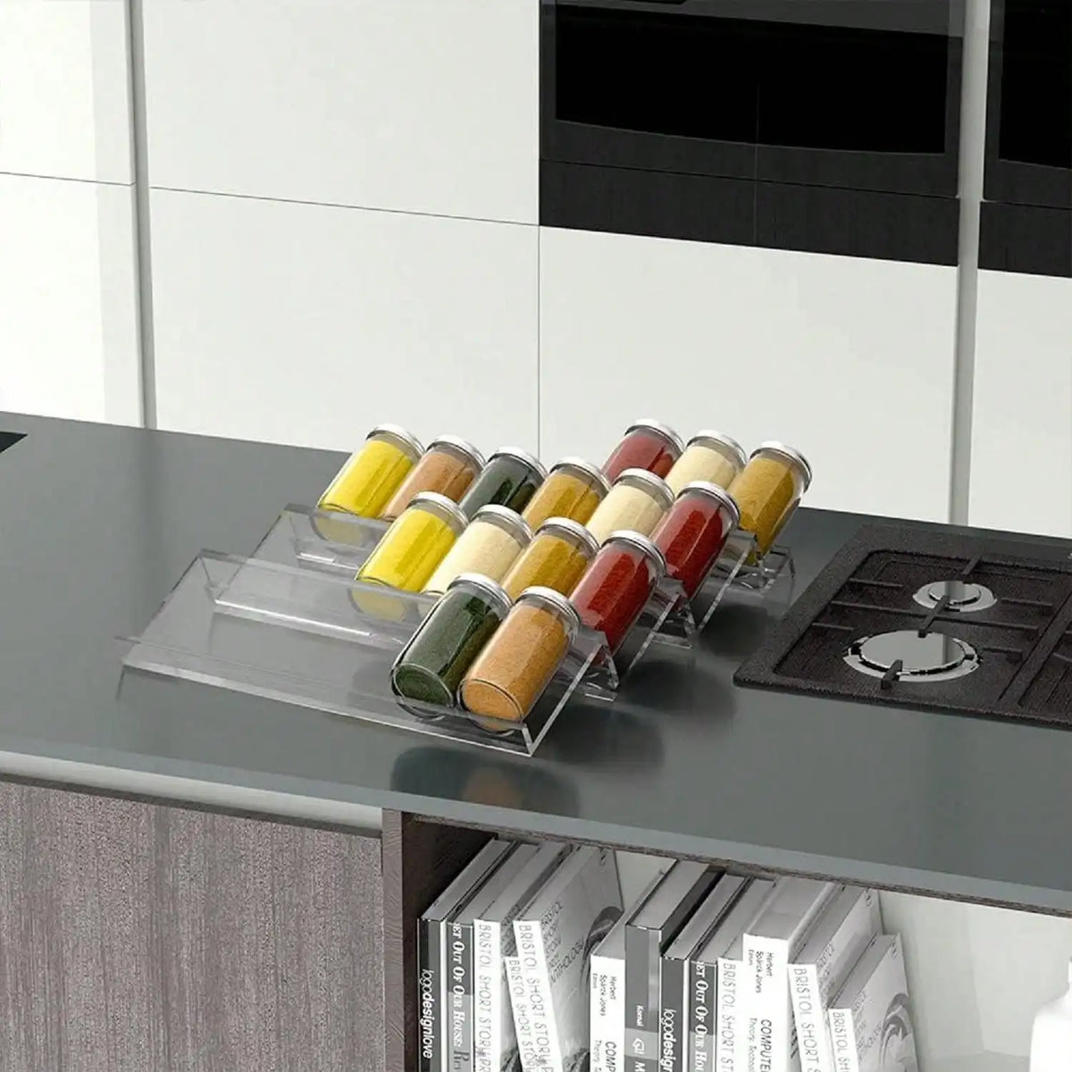 4/2 Schicht Gewürz Schublade Organizer Einstellbare Acryl Gewürz Gläser Rack Tablett Erweiterbar Gewürz Organizer Schrank Küche Regale
