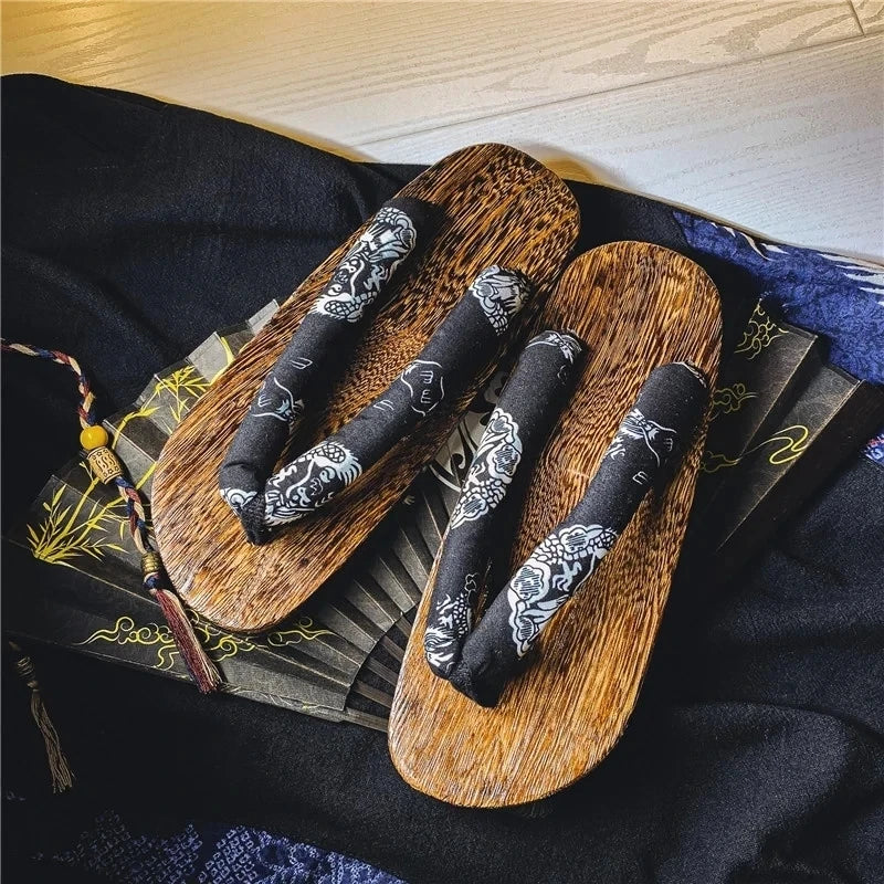 Herren-Slipper, 2022, neue japanische Fischgräten-Hausschuhe, Holz-Clogs, Geta-Flip-Flops, rutschfest, im Sommer, Cos-Schuhe