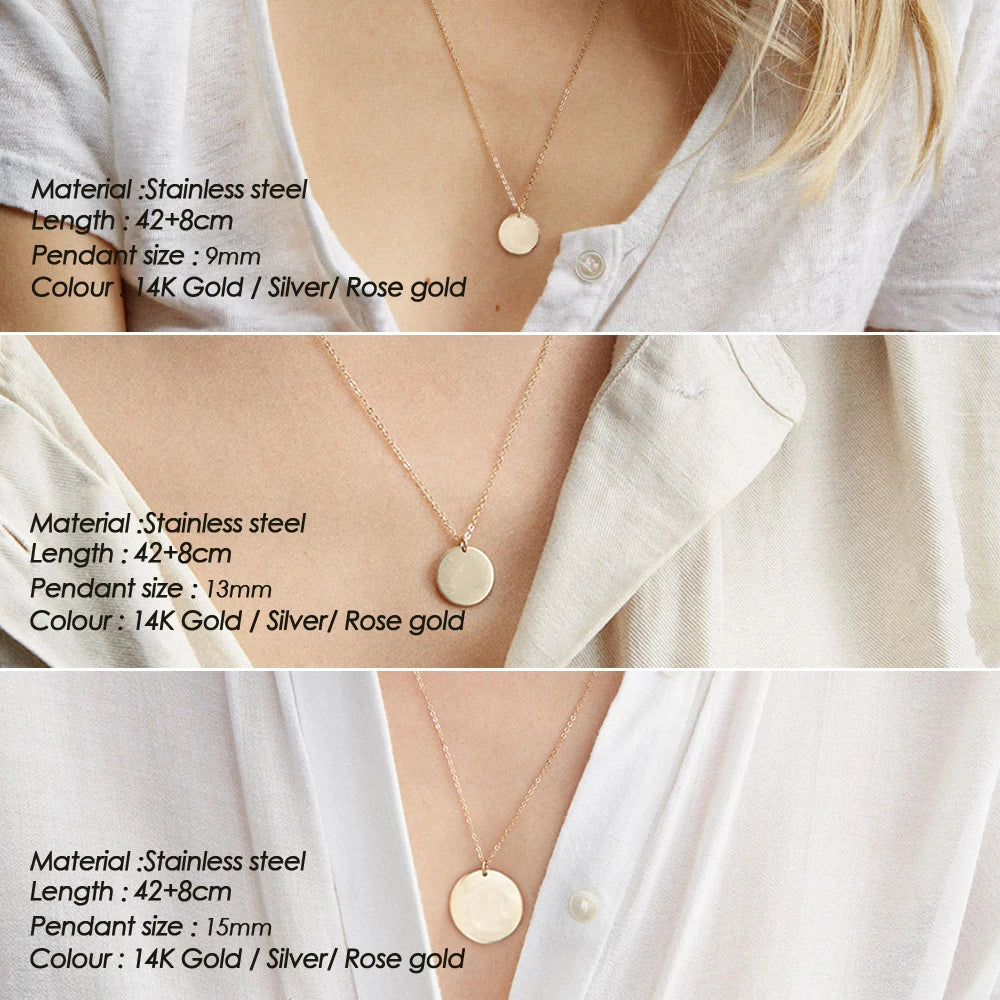 EManco Damen Einfache Runde Anhänger-Halskette Edelstahl Schlüsselbein-Kette Lange Kette Modeschmuck Statement Geschenk für Mädchen