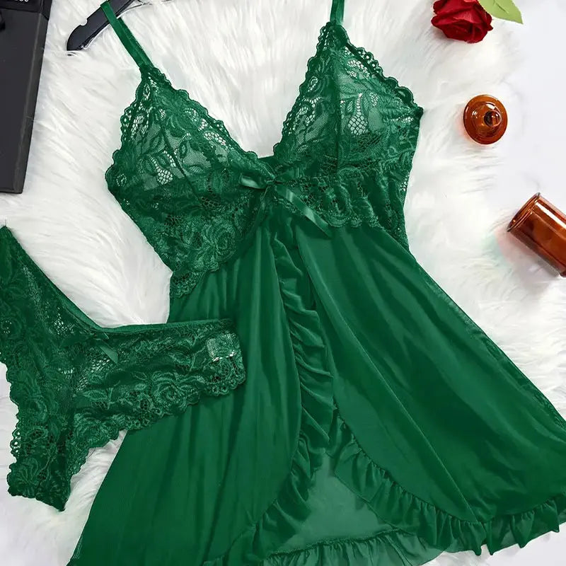 Schlinge Hause Tragen Sommer Ärmellose Voll Transparent Nachthemd Frauen Robe Nachthemd Plus Größe Pyjamas Panty Set Exquisite V-ausschnitt