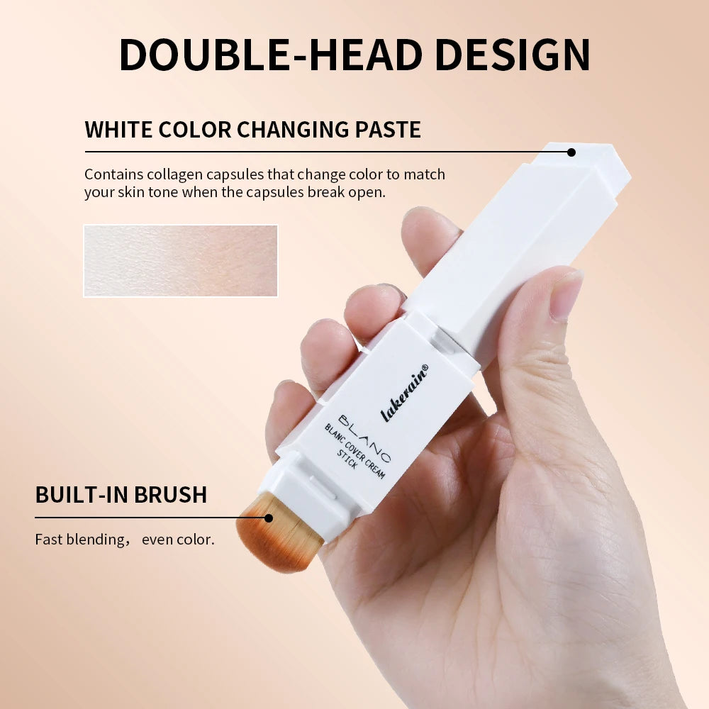 Farbwechselnder Foundation-Stick Blanc Foundation Koreanisches Make-up Basis Hochdeckender Concealer Natürlicher Nude 2-in-1 Foundation-Stick