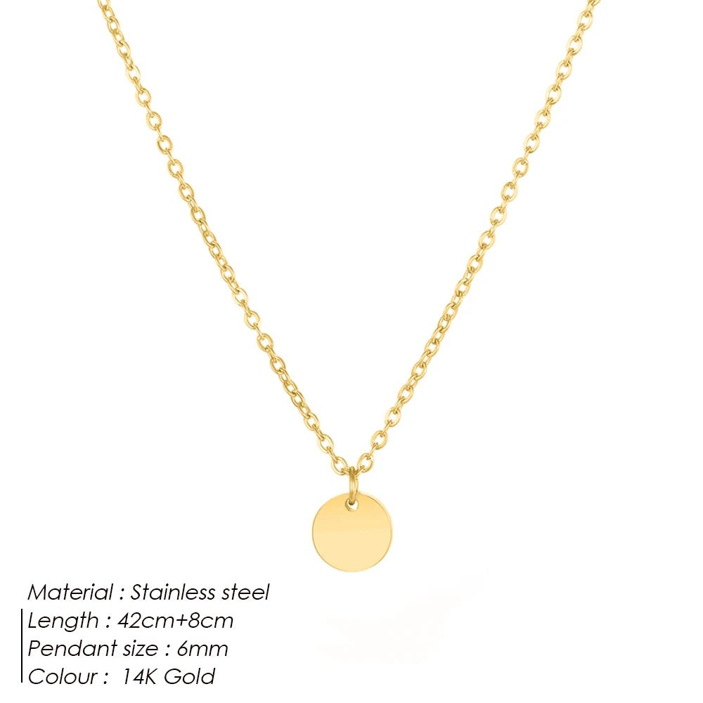 EManco Damen Einfache Runde Anhänger-Halskette Edelstahl Schlüsselbein-Kette Lange Kette Modeschmuck Statement Geschenk für Mädchen