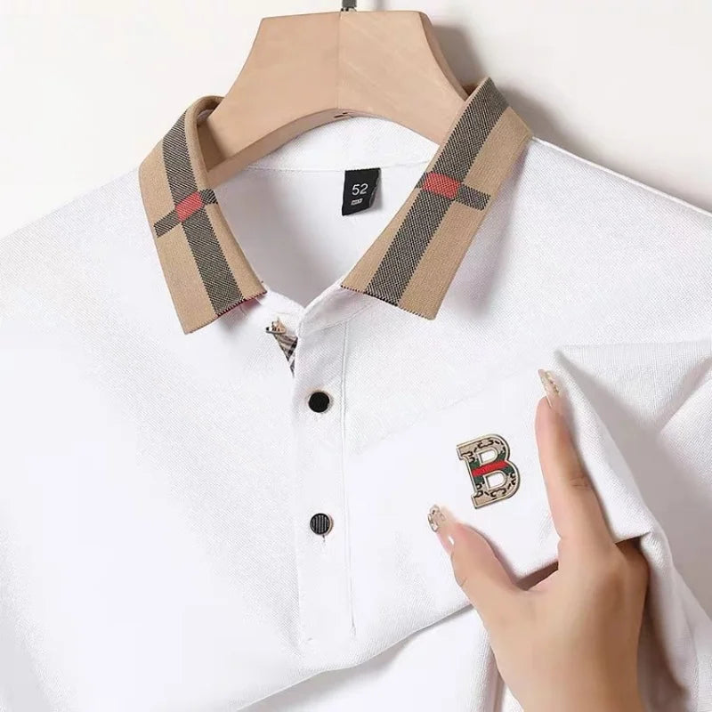 Bestseller Marke Sommer Neu 100% Reine Baumwolle Komfortables Poloshirt Modisches Herren-Klassiker mit Buchstaben-Emblem Lässiges Kurzarm-Shirt