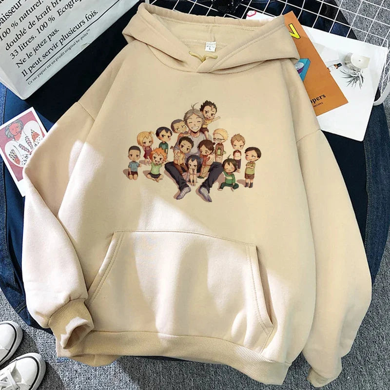 90er Jahre japanische Anime Haikyuu Hoodies Frauen lustige Karasuno Fly High Grafik Streetwear Winter warme Mode männliche Sweatshirts Unisex
