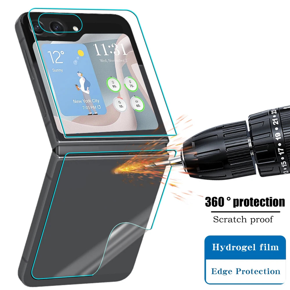 12 in 1 Flip5 Displayschutzfolie für Samsung Galaxy Z Flip 5G, weiches HD-Scharnier, schützende weiche, kratzfeste Hydrogelfolie für ZFlip5