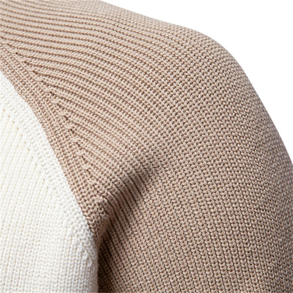 AIOPESON Herren-Pullover aus Baumwolle mit Stehkragen, Stehkragen, Viertelreißverschluss, warm, lässig, Herbst und Winter, sozialer Pullover