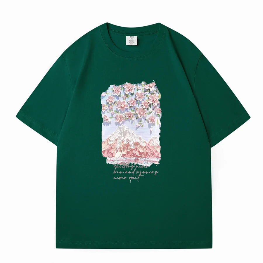 WAVLATII Damen-T-Shirts aus 100 % Baumwolle, Sommer-T-Shirts für Damen, Lavendel, Streetwear, bedruckte T-Shirts, grün, lässig, kurzärmelig, WT2328