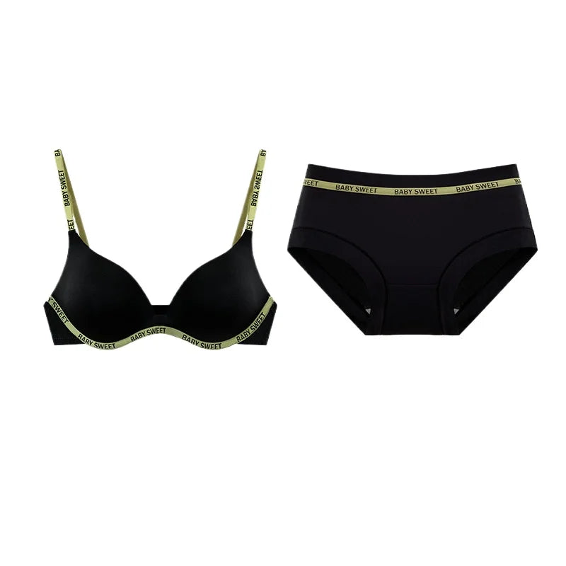 Kabelloses, nicht gepolstertes BH-Set für kleine Brüste, nahtloser Komfort-Bralette und Slip, reine, elegante Damenunterwäsche für Teenager und Mädchen