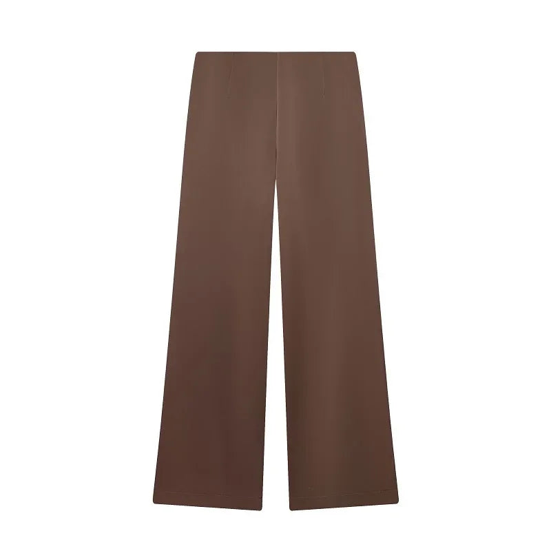 HXAO Satin-Hosen-Sets für Damen, zweiteiliges Set, Baggy-Hosen mit weitem Bein, Damen-Sets, trägerloses Röhrenoberteil, Anzughose, 2-teilige Sets