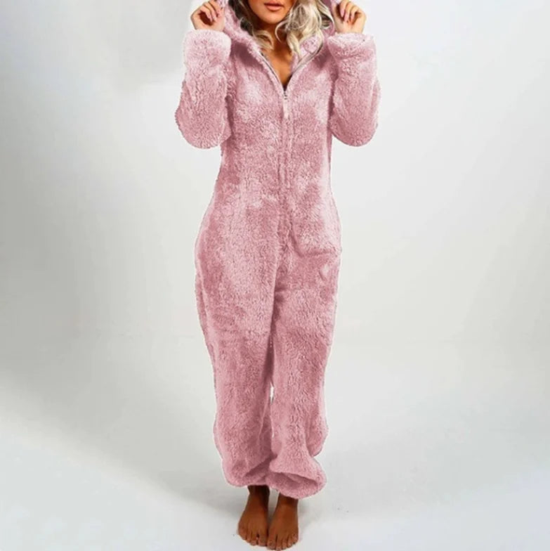 Einteiliger Overall mit Kapuze in Übergröße für Damen, eleganter Overall, volle Länge, verdickt, Herbst, Winter, neu, 2025