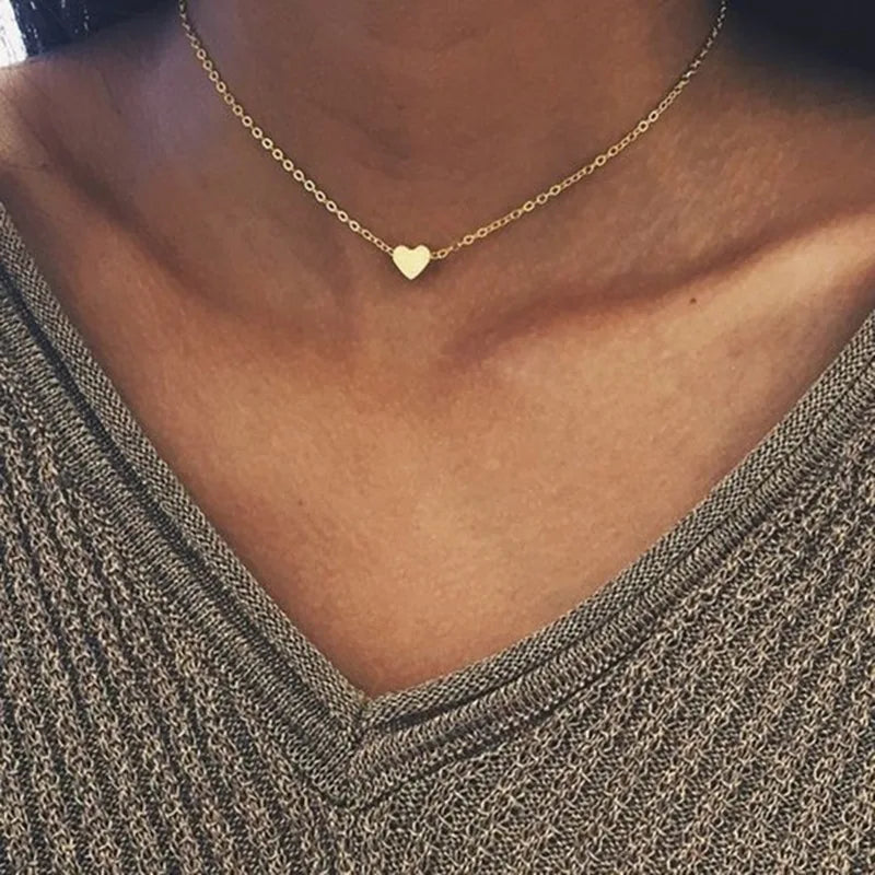 FSUNION 2025 Neue Mode Halsband Gold Farbe Silber Kette Stern Herz Mond Anhänger Halskette Für Frauen Schmuck Geschenke