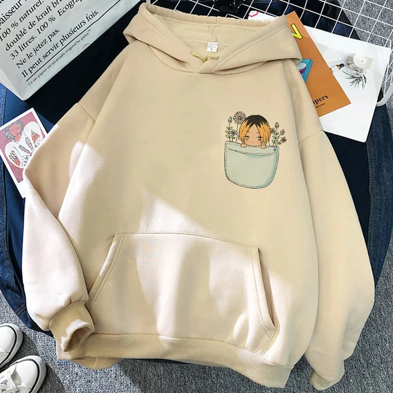 90er Jahre japanische Anime Haikyuu Hoodies Frauen lustige Karasuno Fly High Grafik Streetwear Winter warme Mode männliche Sweatshirts Unisex