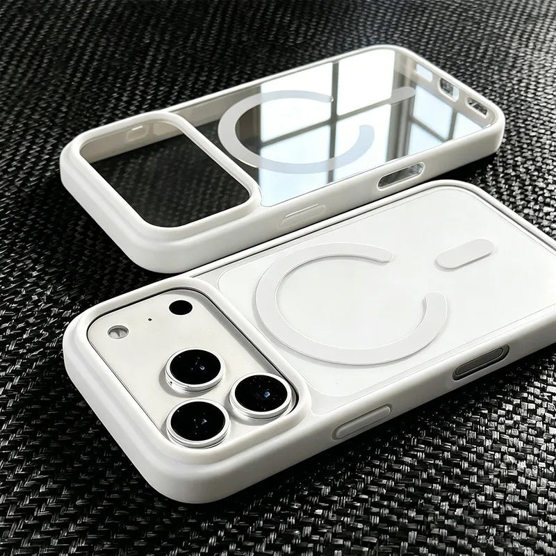 Anti-Vergilbungs-Matte Transparente Handyhülle für iPhone 17 16 15 14 13 Pro Max Plus für MagSafe Magnetische Klare Schutzhülle