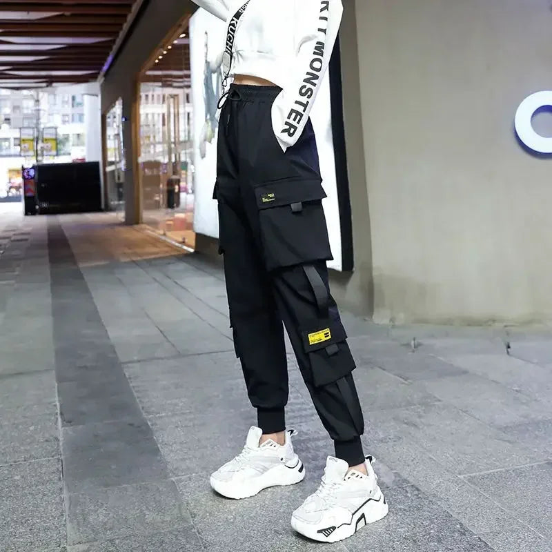 Cargo Hosen Für Frauen Farbe Passenden Knöchel Banded Skateboard Hosen Schwarz Jogger Weibliche Jogginghose Plus Größe S-4XL 5XL