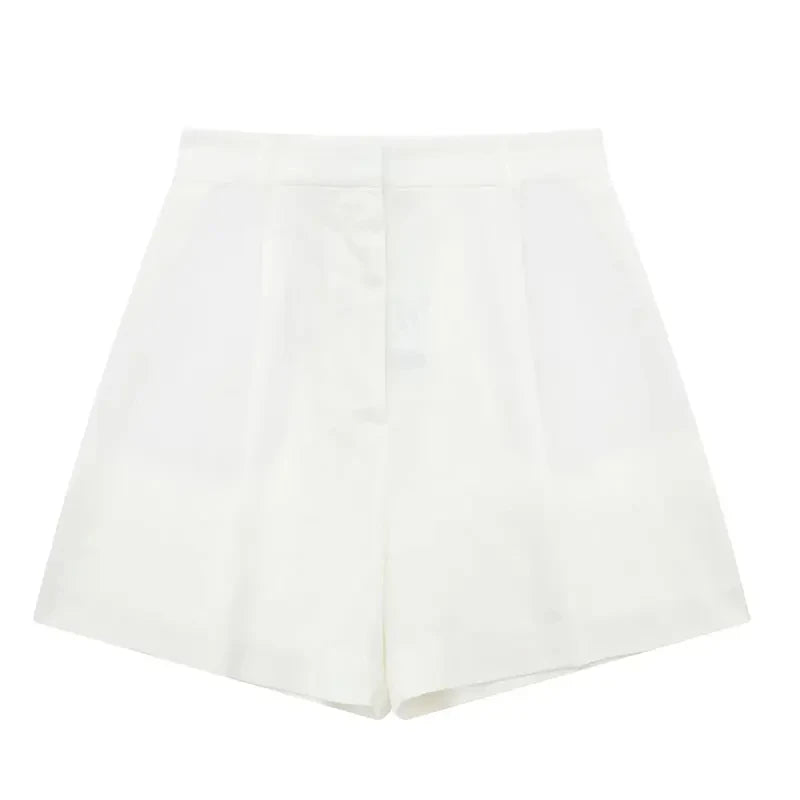 HH Frauen Elegante Feste Weste Hose Sets Einreiher V-ausschnitt Weste Top + Hohe Taille Dünne Shorts Dame Büro Tragen anzüge