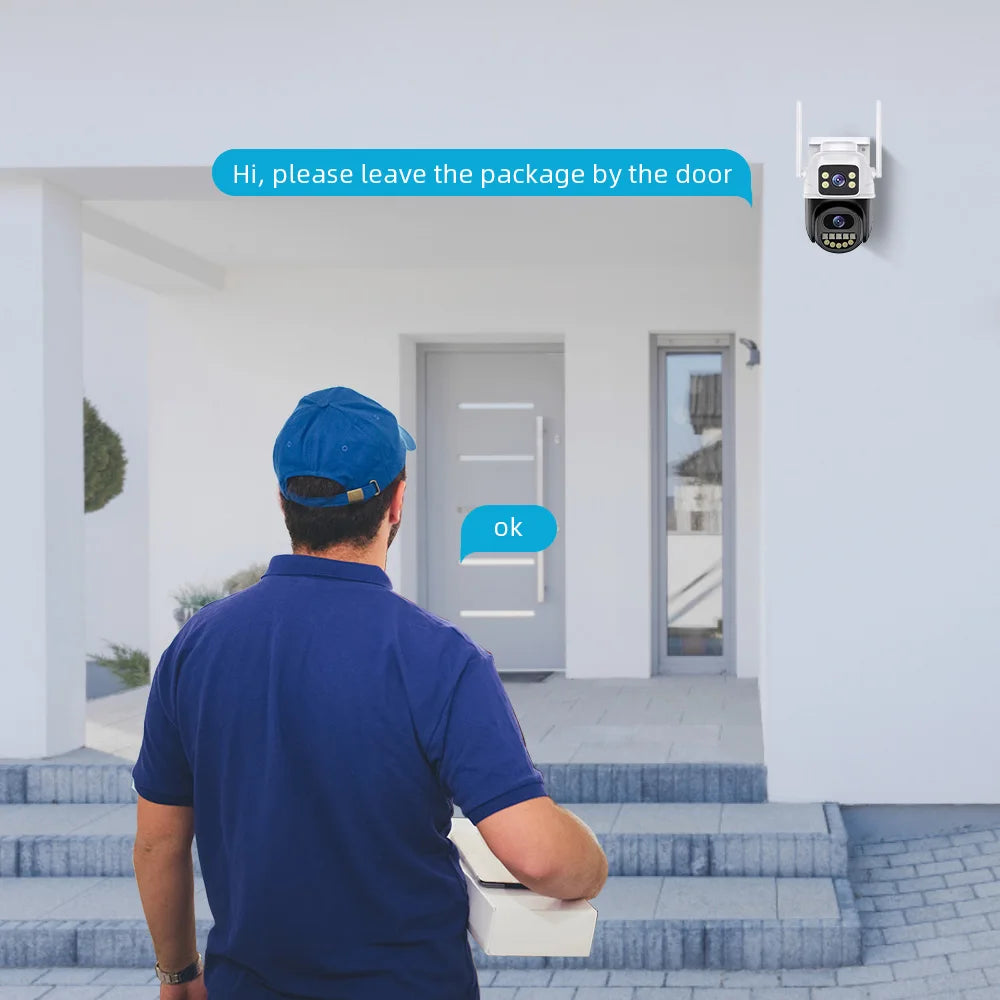 BELIA WiFi-Überwachungskamera mit zwei Objektiven, 4-facher Digitalzoom, 4K 8MP AI Human Detect, ONVIF, PTZ-IP-Sicherheitskameras für den Außenbereich