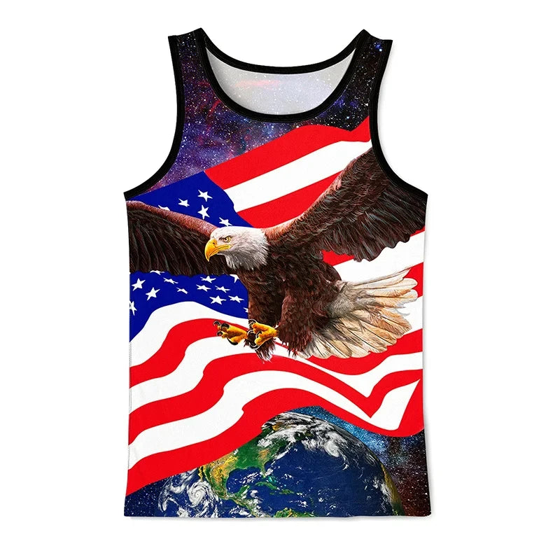 American Eagle USA Flagge Grafik Tank Top Gym Tops Herren 3D-Druck Streetwear Freizeit weste schnell trocknen ärmellose T-Shirt Tops 6xl