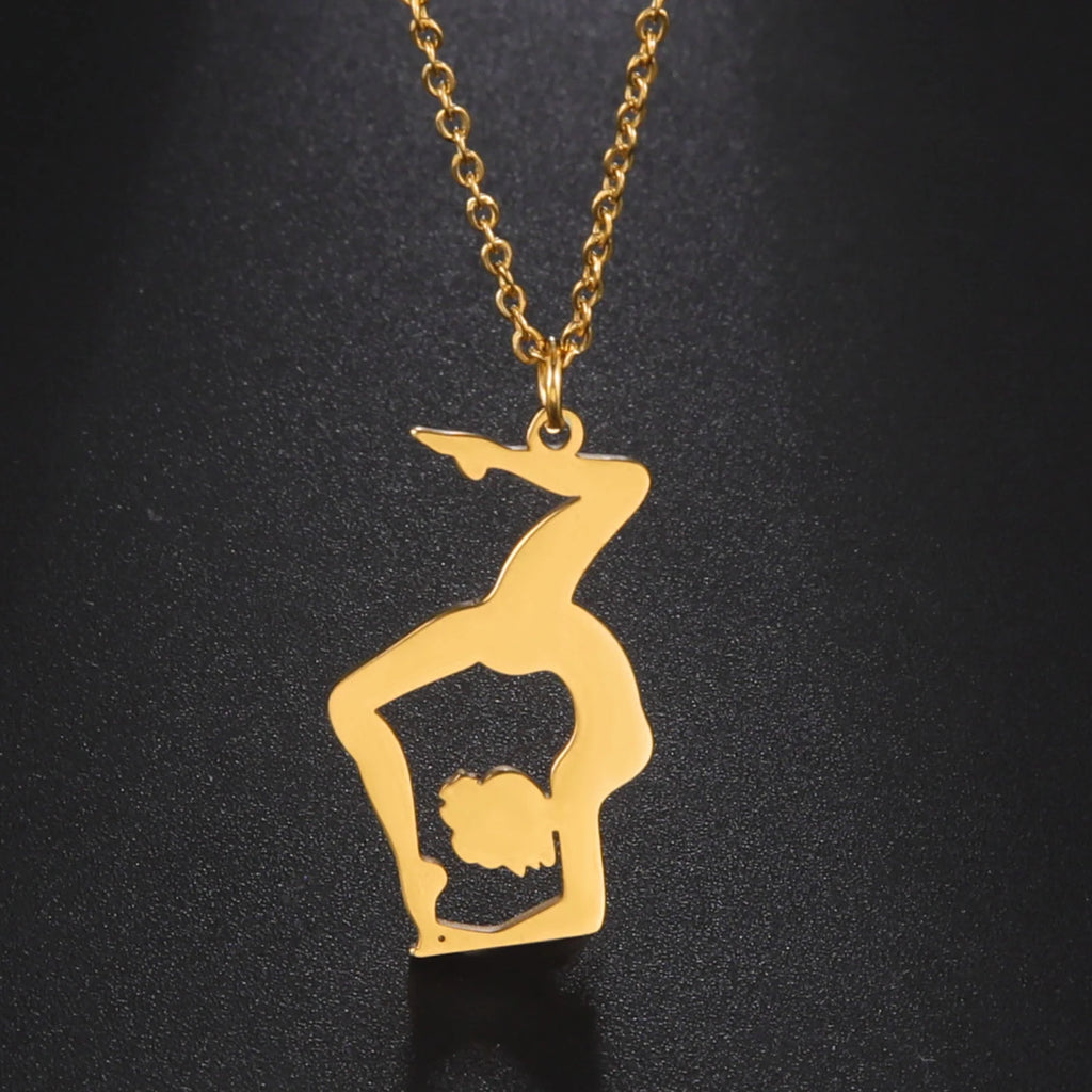 Amaxer Edelstahl Sport Sportler Künstlerische Gymnastik Halskette Für Frauen Anhänger Halsband Team Schmuck Geschenk