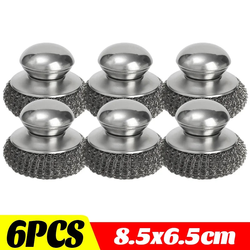 1-10PCS Edelstahl Topf Pinsel mit Griff Heavy Duty Geschirrspülen Draht Ball Metall Wäscher für Home Küche reinigung Werkzeug