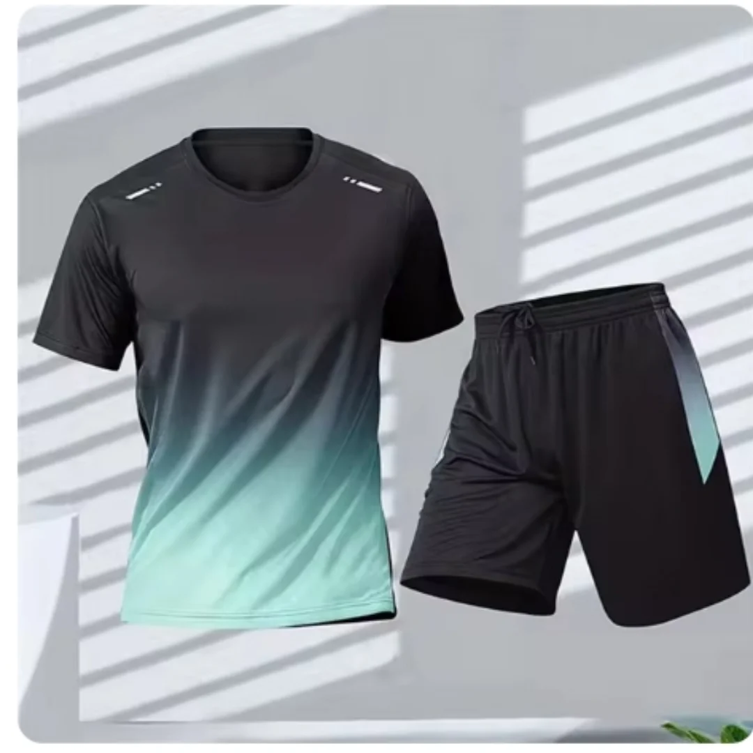 Sommer Fitness Männer laufen Kurzarm T-Shirt + Shorts zweiteiliges Set Sportswear Casual Fitness Sport schnell trocknende Sets S-4XL