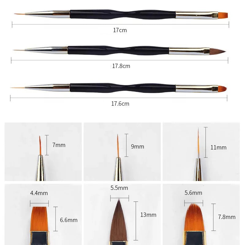 3 teile/satz Acryl Französisch Streifen Nail art Linie Malerei Stift 3D Tipps Maniküre schlanke Linie Zeichnung Stift UV Gel Pinsel Malerei werkzeuge