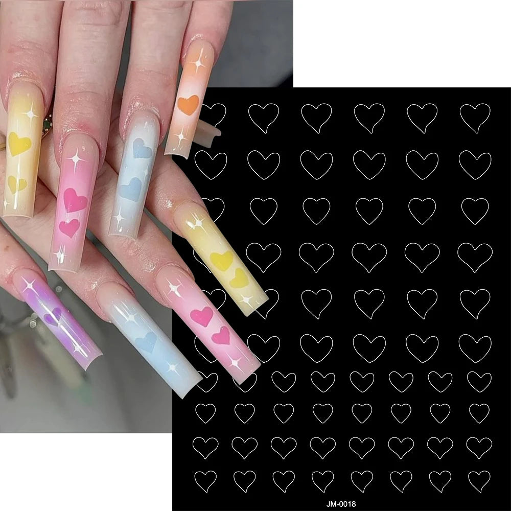 24 Muster Airbrush-Schablonen, Nagelkunst-Aufkleber, hohler Schmetterling/Blume/Schleife/Französische Liniendruckschablonen, Nagelaufkleber, DIY-Werkzeuge