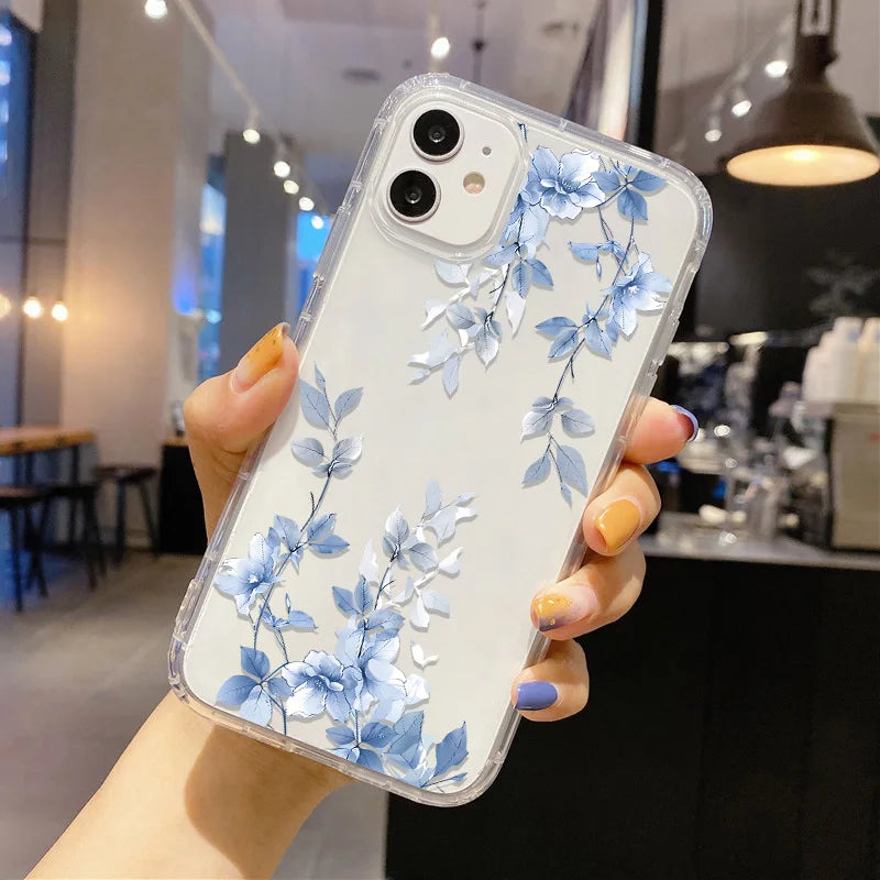 Blume Handyhülle für iPhone 17 Pro Hülle iPhone 16 14 13 11 12 15 Pro Max Air SE XR 7 8 Plus Silikon Soft TPU Clear Cover Funda