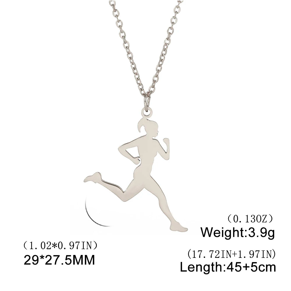 Amaxer Edelstahl Sport Sportler Künstlerische Gymnastik Halskette Für Frauen Anhänger Halsband Team Schmuck Geschenk