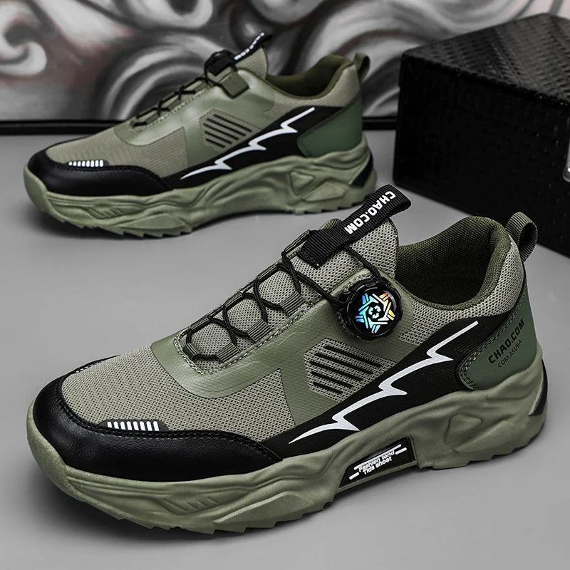 Koreanische atmungsaktive Freizeitsportschuhe für Herren, vier Jahreszeiten, neue weiche Sohle, rotierende Schnürsenkel, Outdoor-Laufschuhe, Studenten-Turnschuhe