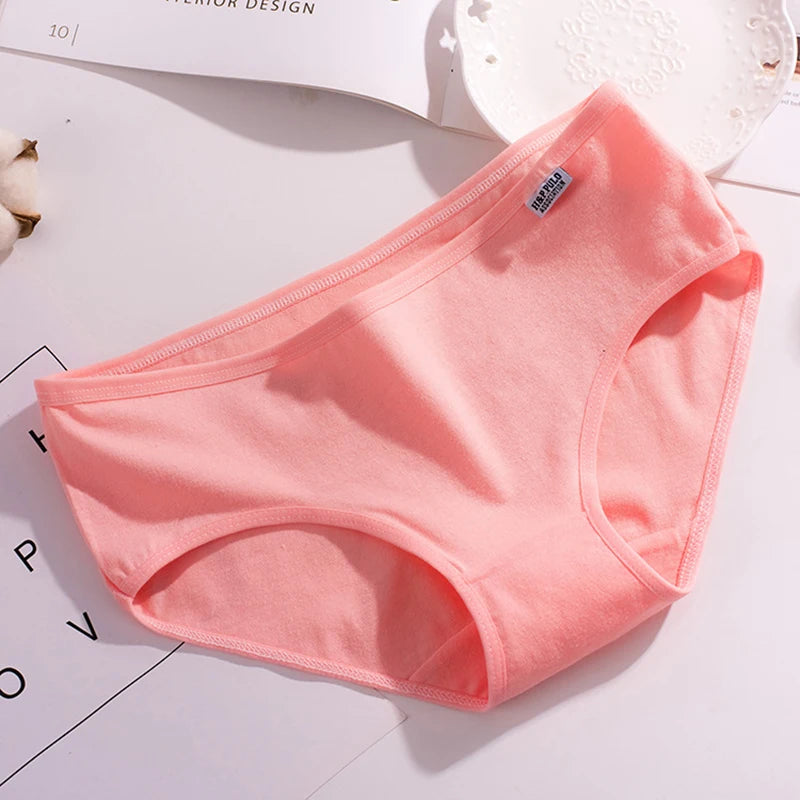 Damenhöschen aus reiner Baumwolle, weich, atmungsaktiv, bequem, Unterwäsche, Bonbonfarben, Unterhose, mittlere Taille, große Größe, M-XXL, Slips, Dessous