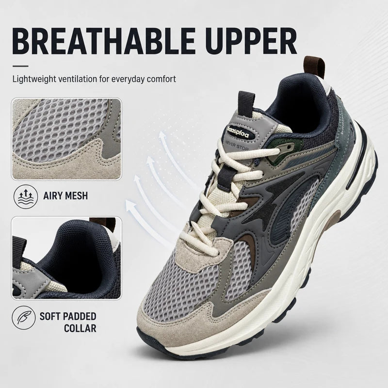 Baasploa Herren-Freizeitsneaker, leichte Sporttrainer, atmungsaktive Mesh-Wanderschuhe, modische, bequeme Schuhe für den täglichen Gebrauch