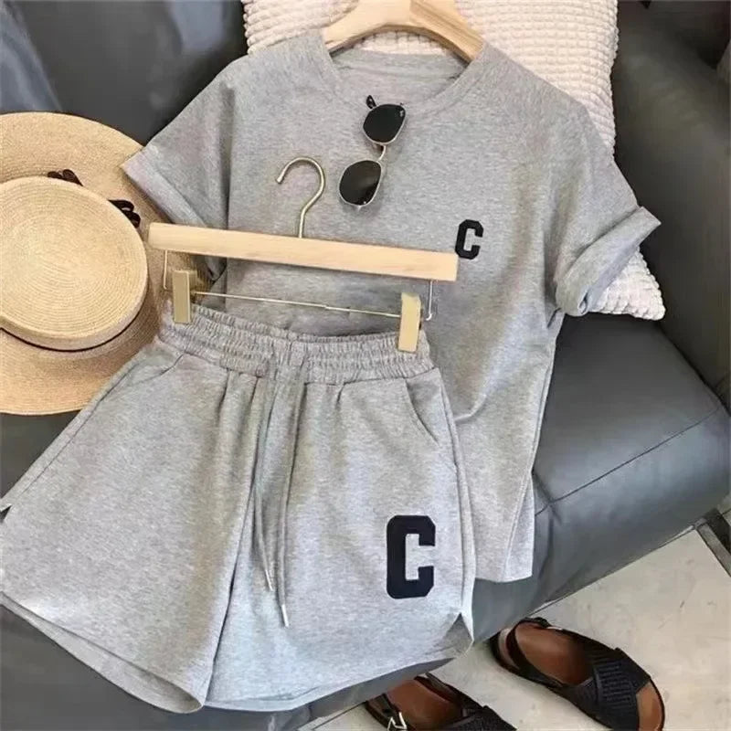 Bull Horn Sleeve Casual Sportanzug Damen Sommer Dünner Stil Sommer Laufmode Western-Stil Kurzarm Shorts Pyjamas