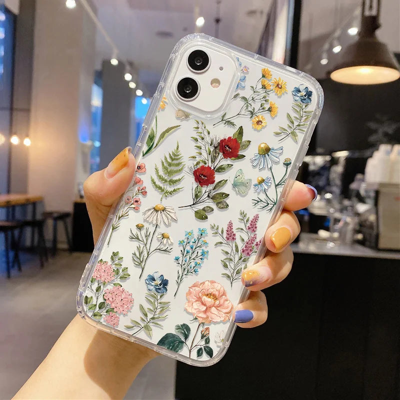 Blume Handyhülle für iPhone 17 Pro Hülle iPhone 16 14 13 11 12 15 Pro Max Air SE XR 7 8 Plus Silikon Soft TPU Clear Cover Funda