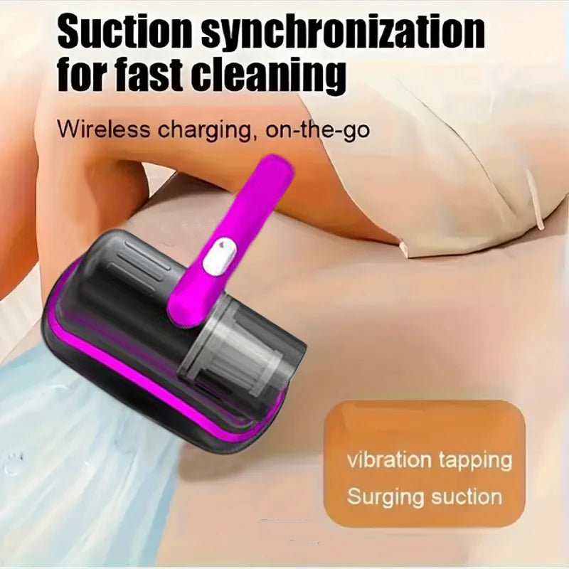Kabelloser Handstaubsauger für Matratzen mit UV-C-Licht, HEPA-Filter und Ultraschallvibration, 12 kPa, für Bett, Sofa, Autositz, Teppich