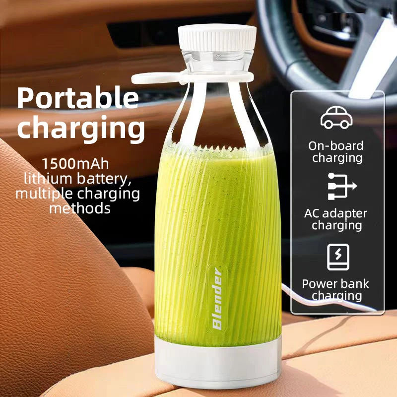 Tragbarer Mixer 500ml Mini-Entsafter USB-Aufladbar Persönlicher Smoothie-Maker Multifunktionaler Reise-Saftbecher für Zuhause und Büro