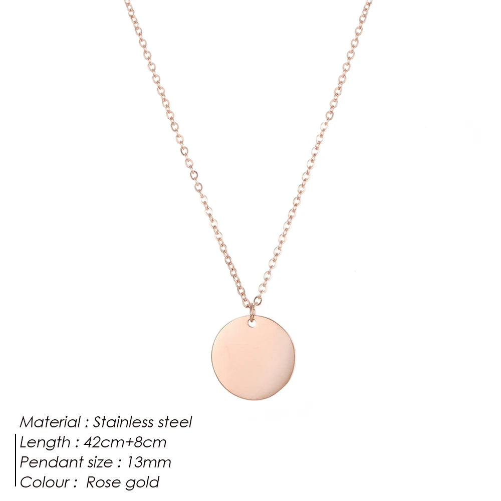 EManco Damen Einfache Runde Anhänger-Halskette Edelstahl Schlüsselbein-Kette Lange Kette Modeschmuck Statement Geschenk für Mädchen