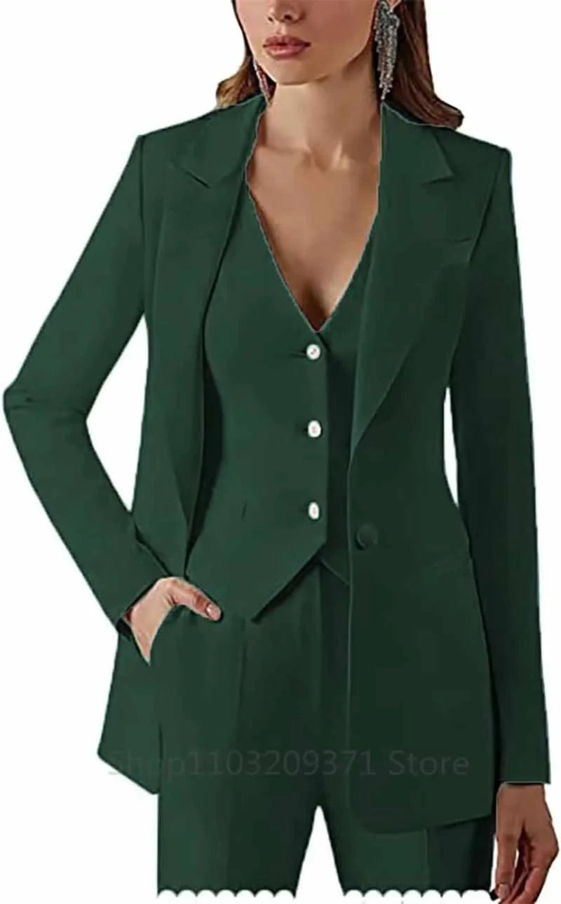 Eleganter schwarzer Damenanzug, schmale Passform, langärmlig, mit Reverskragen, lässige Business-Kleidung, professionelles Damen-Arbeitsoutfit, 3-teilig