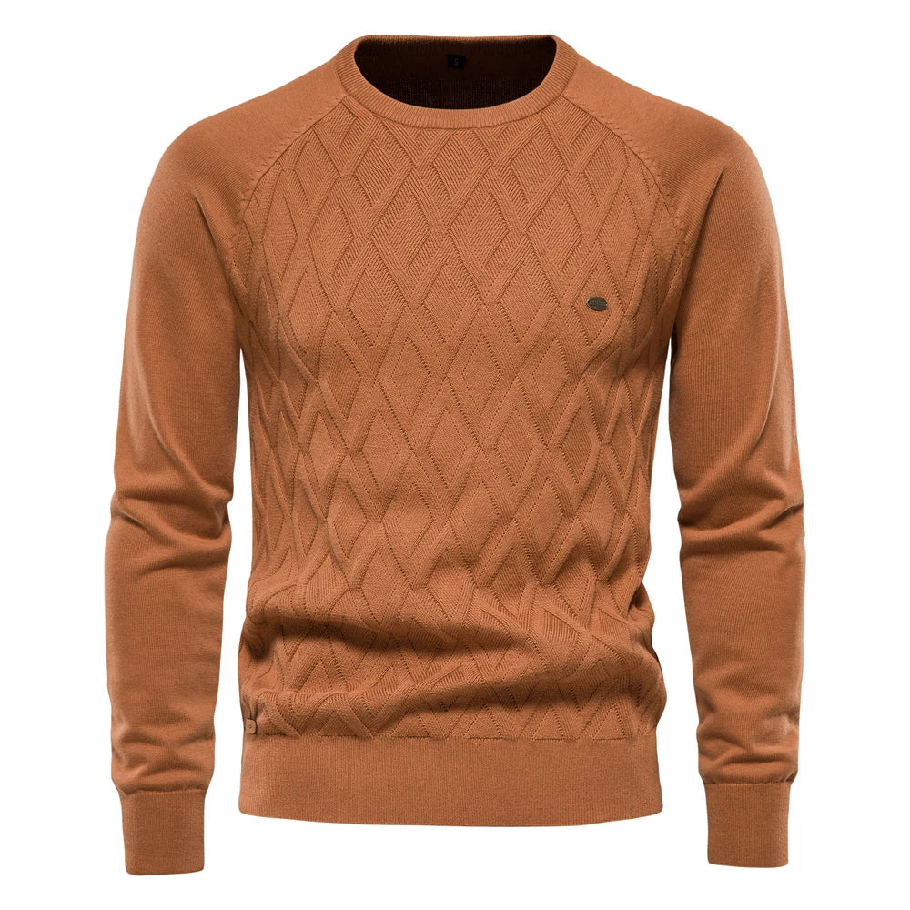 AIOPESON Argyle Grund Männer Pullover Einfarbig Oansatz langarm Gestrickte Männliche Pullover Winter Mode Neue Warme Pullover für Männer