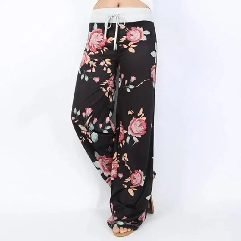 1XL-8XL Mode Frauen Casual Lose Stretch Druck Lange, Breite Bein Yoga Hosen Kordelzug Lounge Hosen Pyjama Hosen
