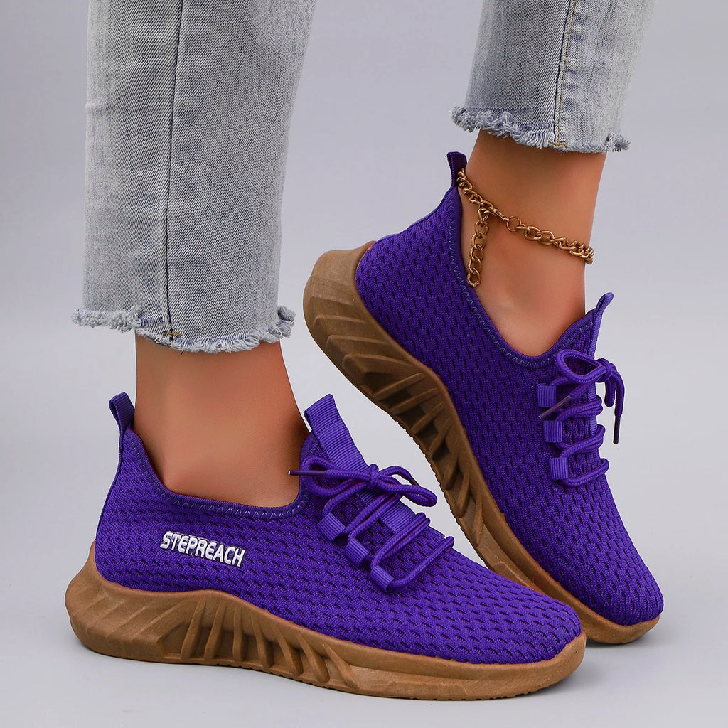 Frühling und Herbst Neue lässige Sportschuhe zum Schnüren für Damen, bequem, atmungsaktiv, leicht, verschleißfest, für Sport und Freizeit