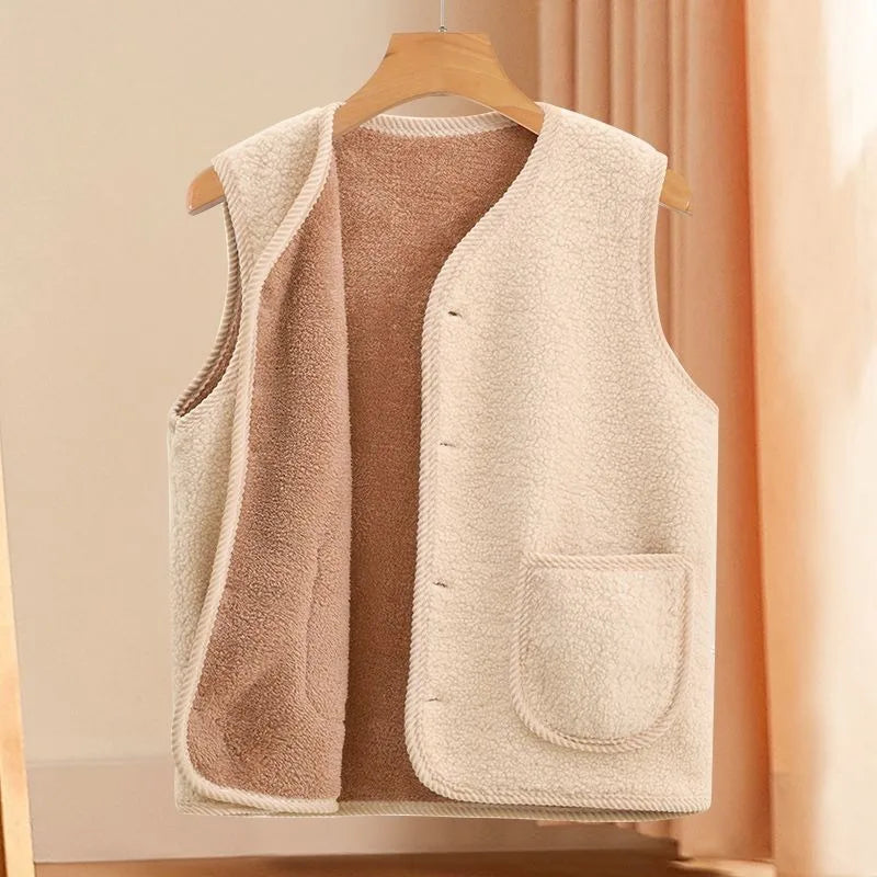 Winter warme Fleece-Weste für Mama, verdickte Lammwolle-Weste, Oberbekleidung für ältere Frauen, Herbst und Winter, Übergröße, isoliert