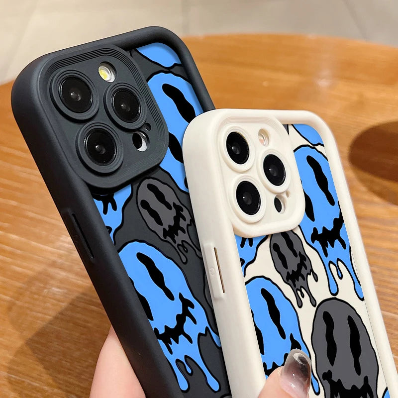 Geister-Skelett-gemusterte TPU-Softhülle für iPhone 15 16 14 Pro Max 13 12 11 Pro Max 16e stoßfeste Stoßstange Silikon-Telefonabdeckung