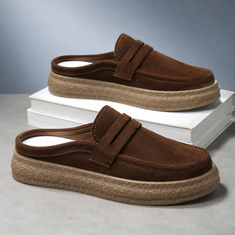 Sommerliche flache Halbschuhe für Herren, bequeme, weiche Mokassins, Slipper für Herren, lässige Schuhe, Slip-on Herrenschuhe, Plateau-Slipper