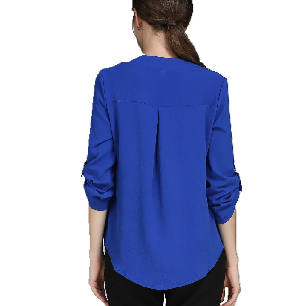 Übergrößen-Bluse Damenkleidung Langarm-Hemd Chiffon-Bluse Damen-Oberteil