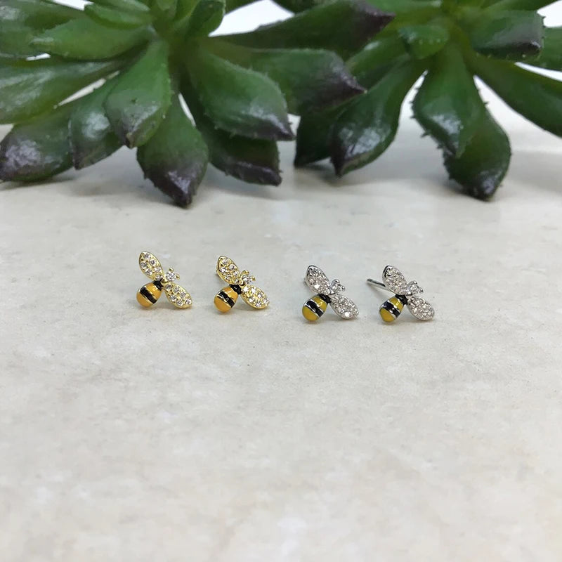 Huitan Lustige Honigbienen-Ohrringe Ohrstecker für Frauen Zierliche Gelbe Bienen-Ohrringe Exquisites Accessoire Geschenk Modeschmuck