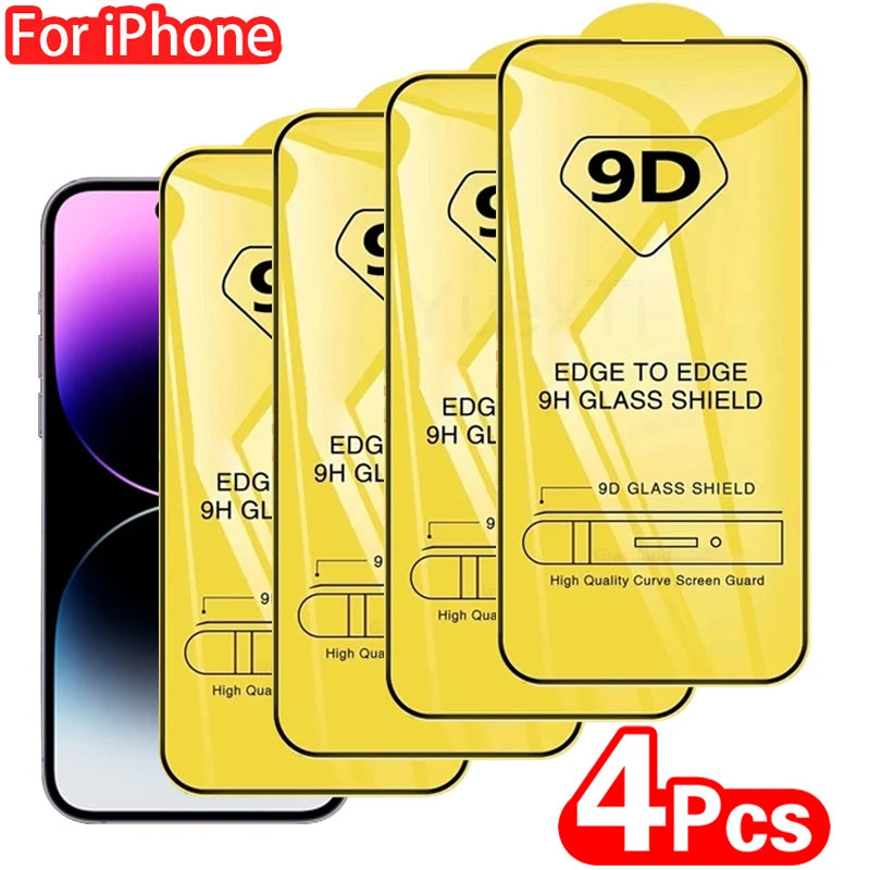 2/4PCS 9D Gehärtetes Glas Für iPhone 14 13 12 11 Pro Max Screen Protector Für iPhone 7 8 Plus X XR Xs Max Schutz Glas Film