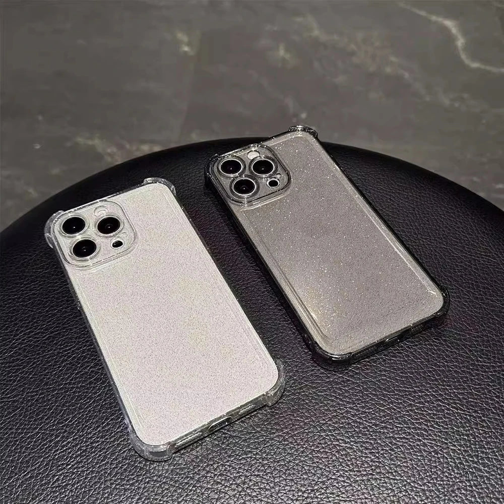 Glitzernde Antikollisions-Hülle für iPhone 17 Pro Max 16 Pro Max 15 14 12 13 Pro Max 11 Air 17Pro, klare Anti-Fall-Abdeckung mit vier Ecken