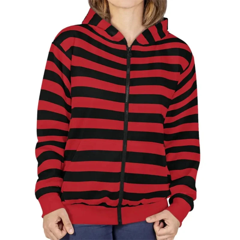 2025 Essentials Kapuzenpullover mit Reißverschluss, gestreift, klassische Mode, Streetwear, Kapuzenmantel, satte Farbauswahl, Frühling, lässig, lockeres Sweatshirt