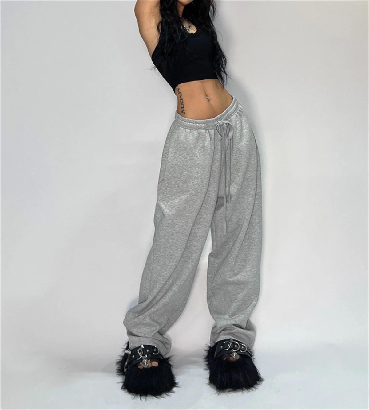 Casual Solide Jogginghose Für Frauen Hohe Taille Spitze Up Lose Jogger Hose Klassische Baggy Streetwear Weibliche Sport Tanz Hose Y2K